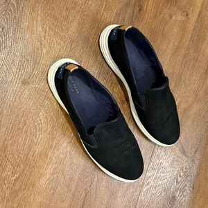 Cole Haan Black and White Slip-On Loafers